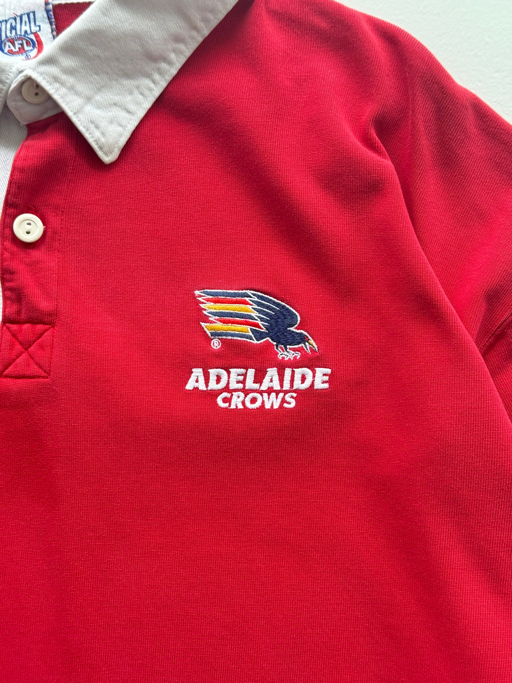 Red Adelaide Crows 90's Vintage Aussie Rules Football Rugby Jersey Polo - Large