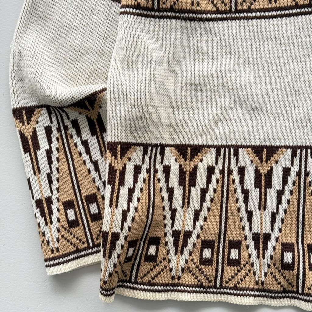 Cream Knit 80's Vintage Heavy Cardigan - XL