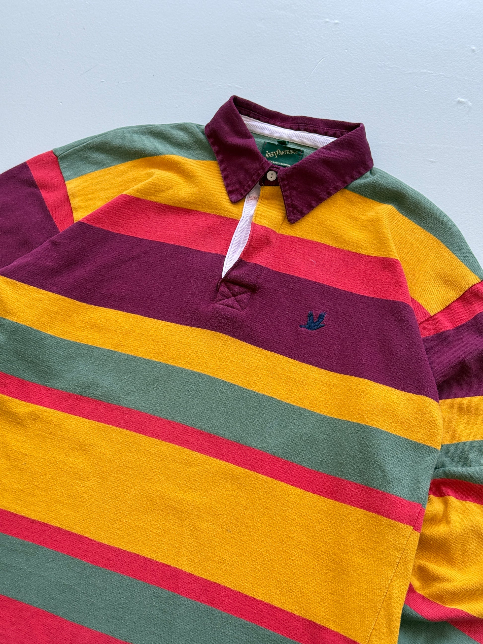 John Partridge English Clothing Striped Vintage Rugby Polo Shirt - Medium