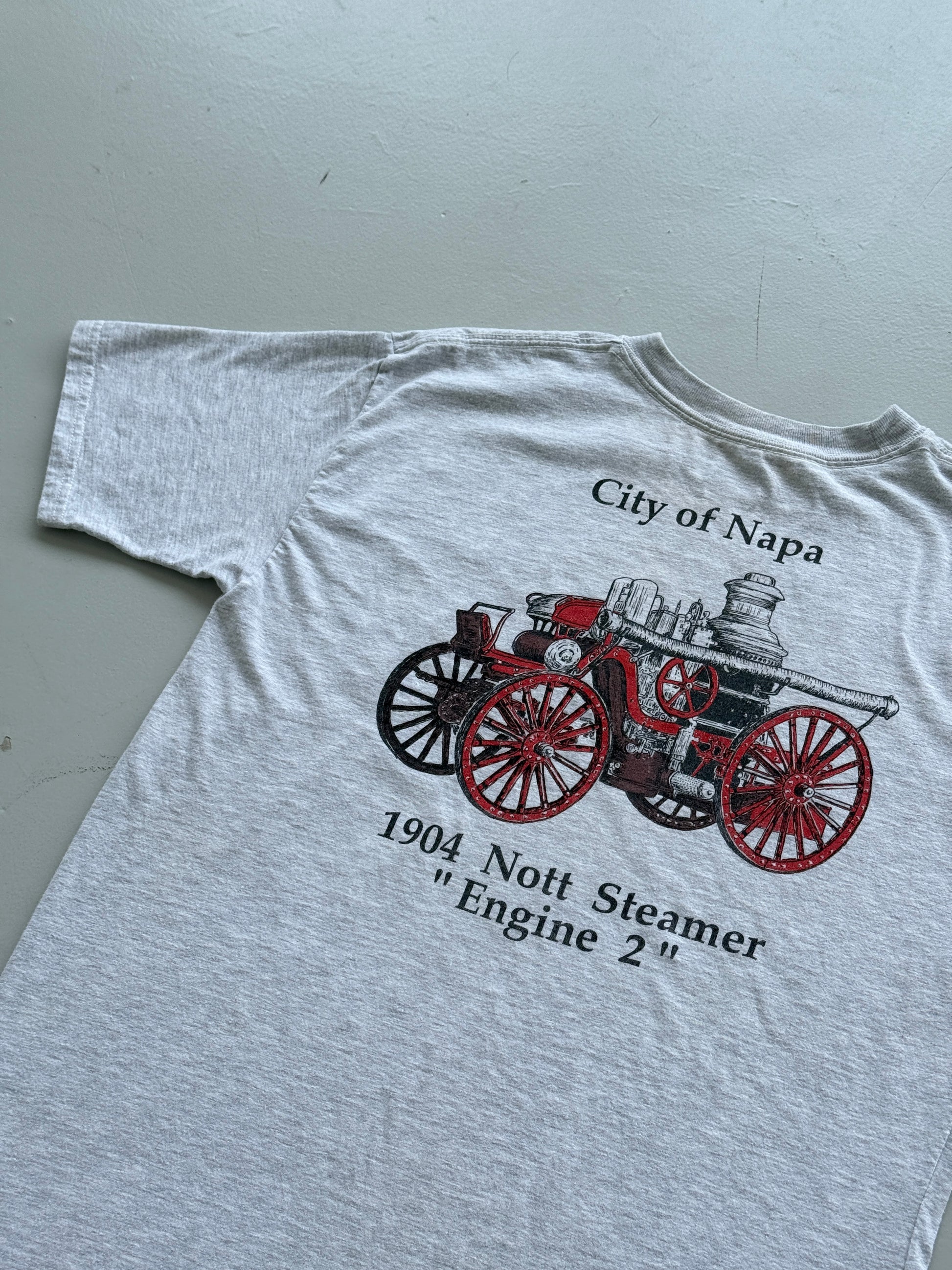 Grey Firefighters Museum 90's Vintage Graphic Tourist T-Shirt - Small