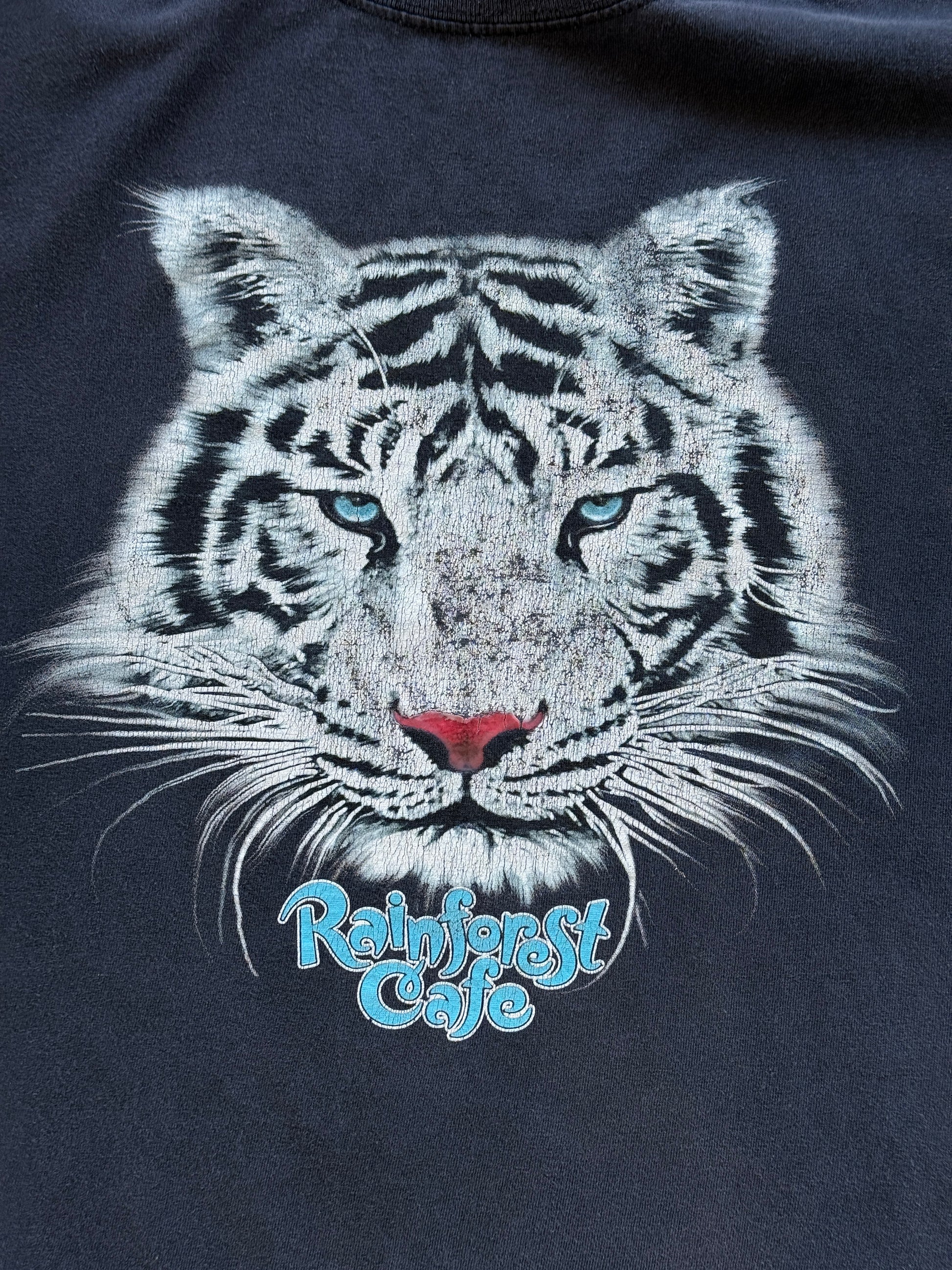 Black Faded Rainforest Cafe 00's Vintage Graphic T-Shirt - XXL