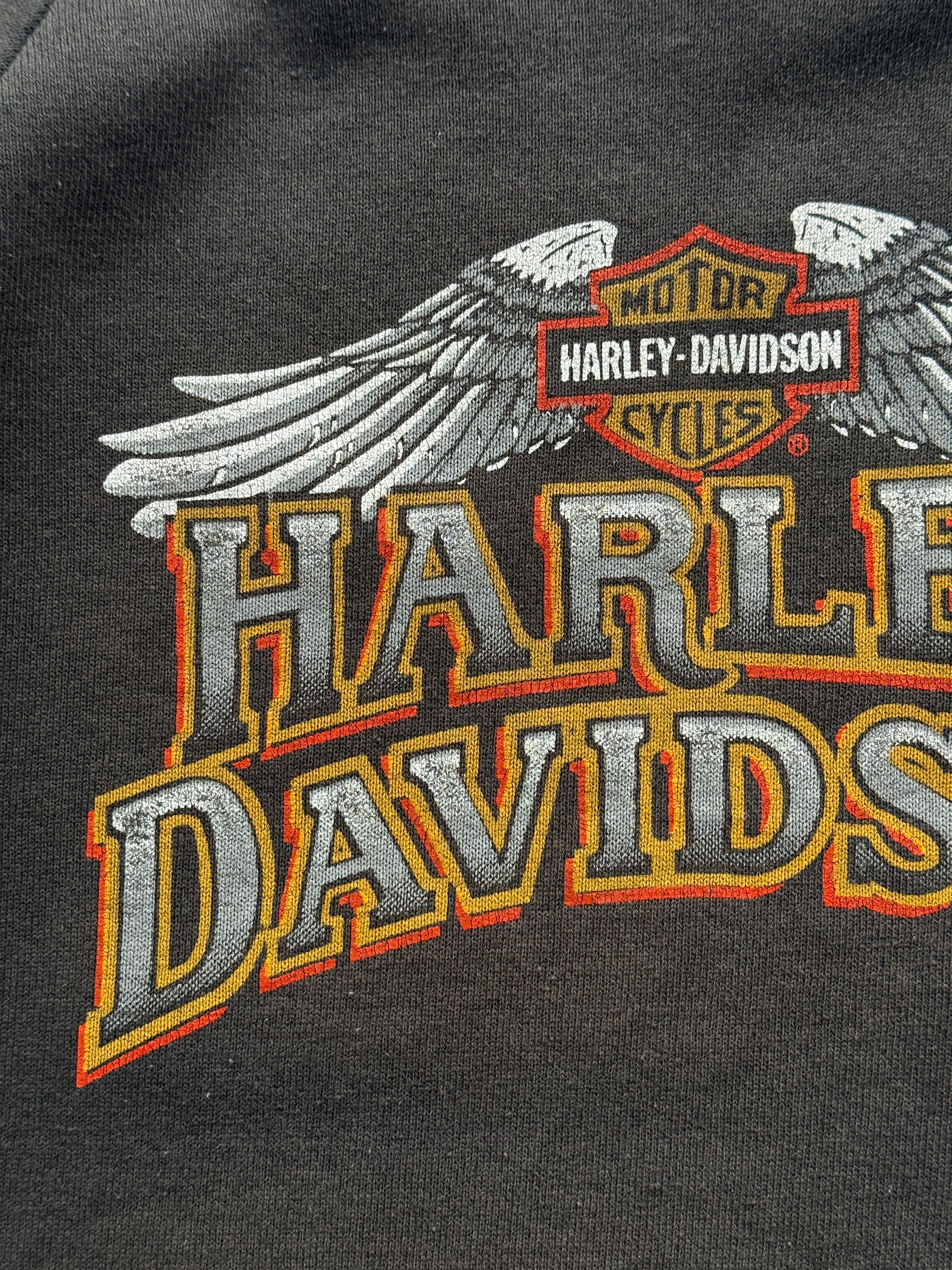 Harley Davidson Sweatshirt Rare Faded Black 80's Vintage 3D Emblem - Medium