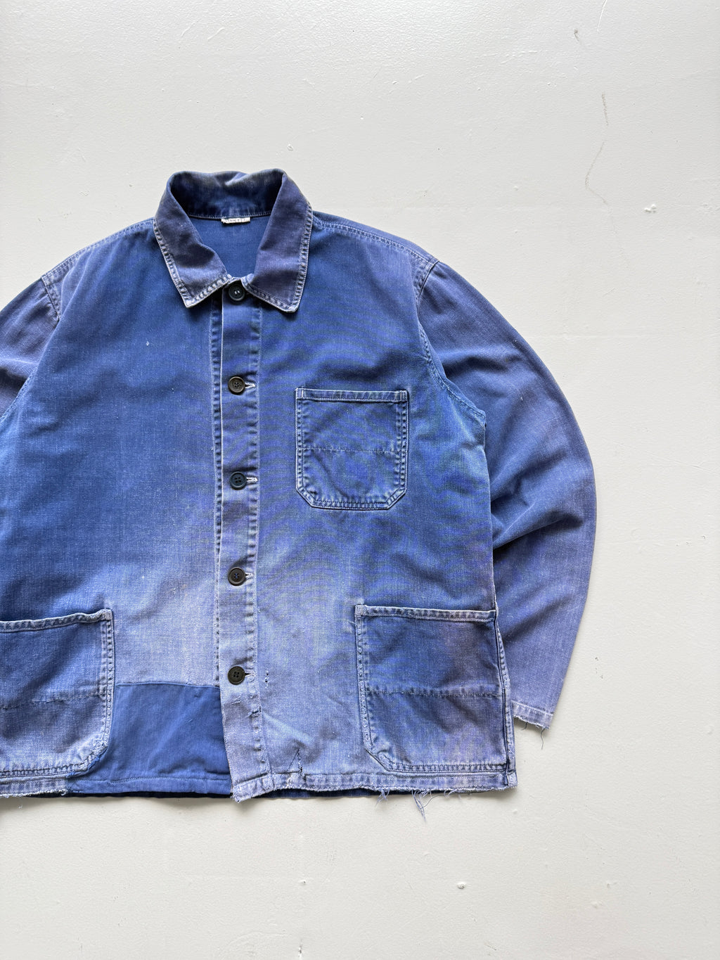 Faded Blue French Vintage Workwear Chore Jacket CH394 - Small