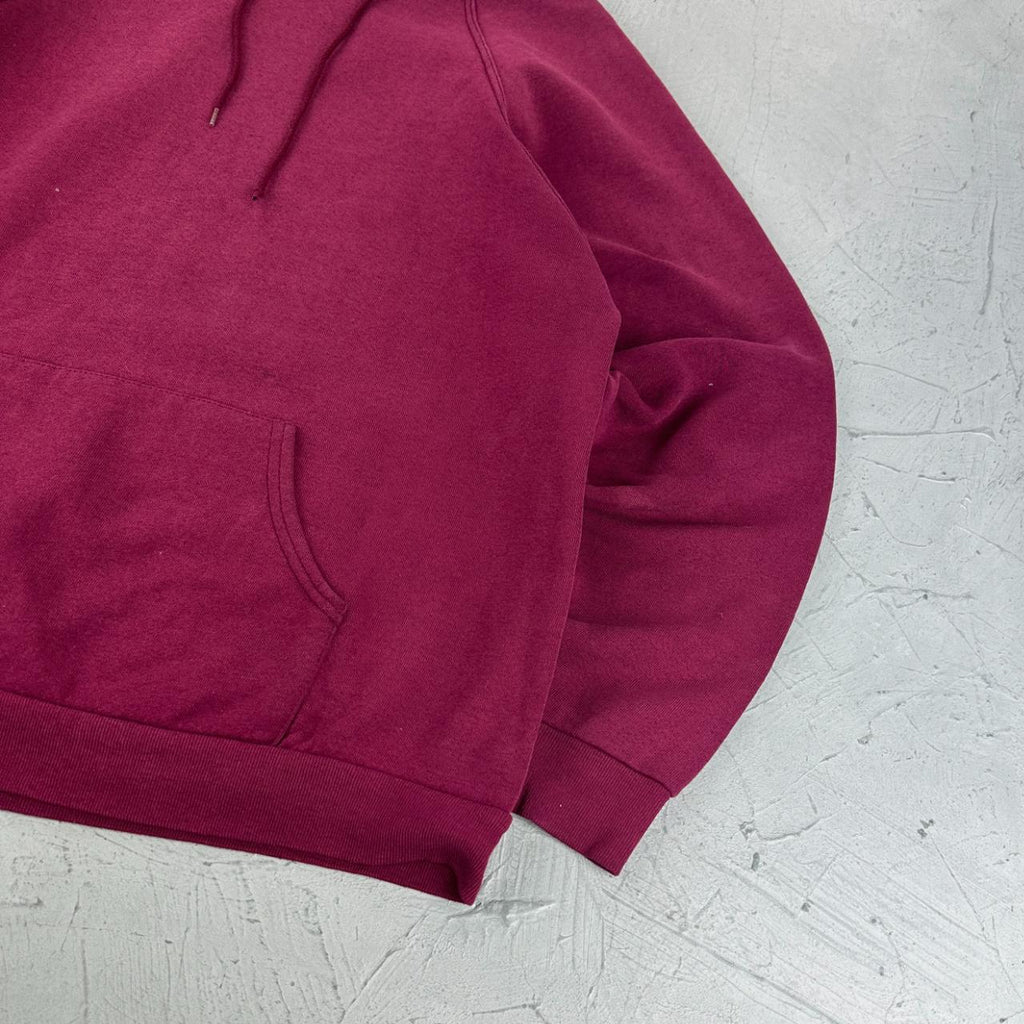 Fruit Of The Loom Burgundy Red Vintage Hoodie - Medium
