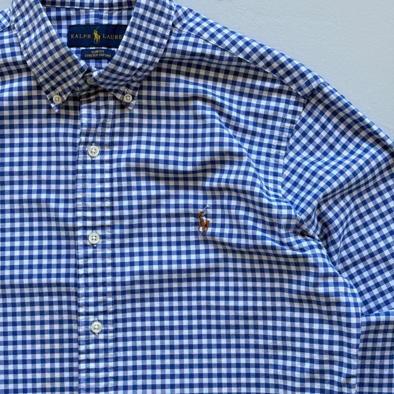 Blue / White Chequered Ralph Lauren 00's Oxford Shirt - Medium