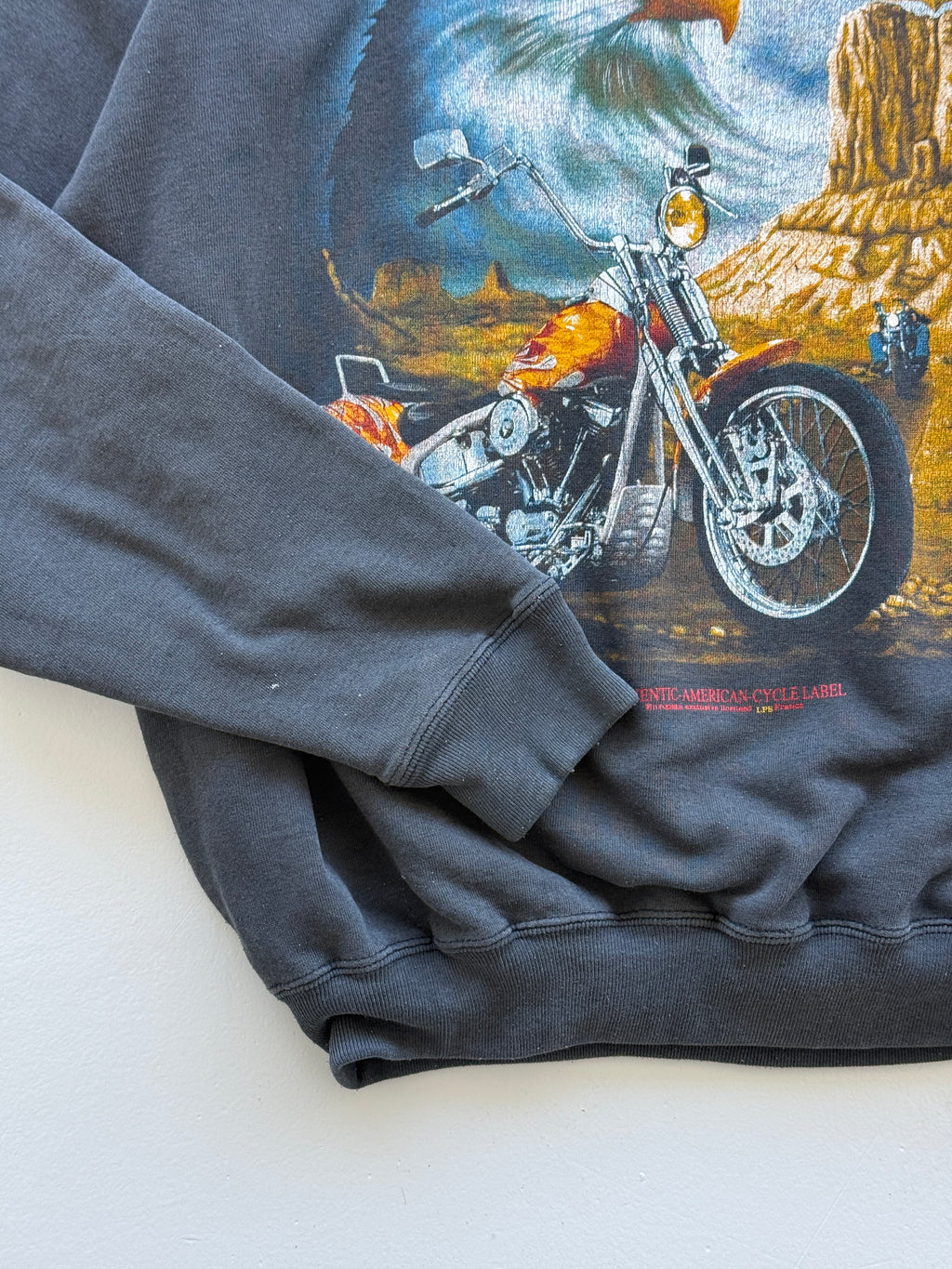 Grey Biker Country 90's Vintage Graphic Sweatshirt Jumper - Large