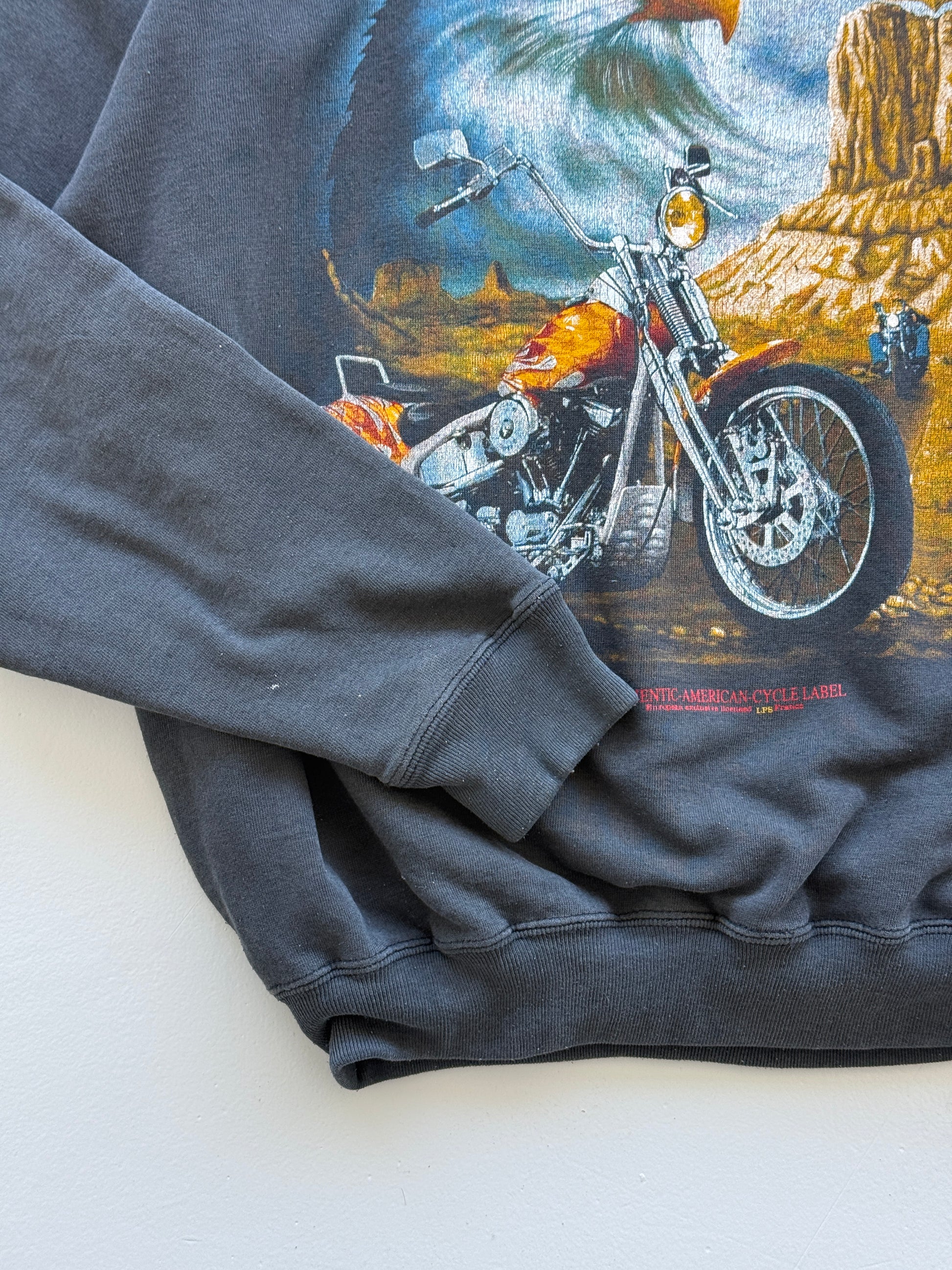 Grey Biker Country 90's Vintage Graphic Sweatshirt Jumper - Large
