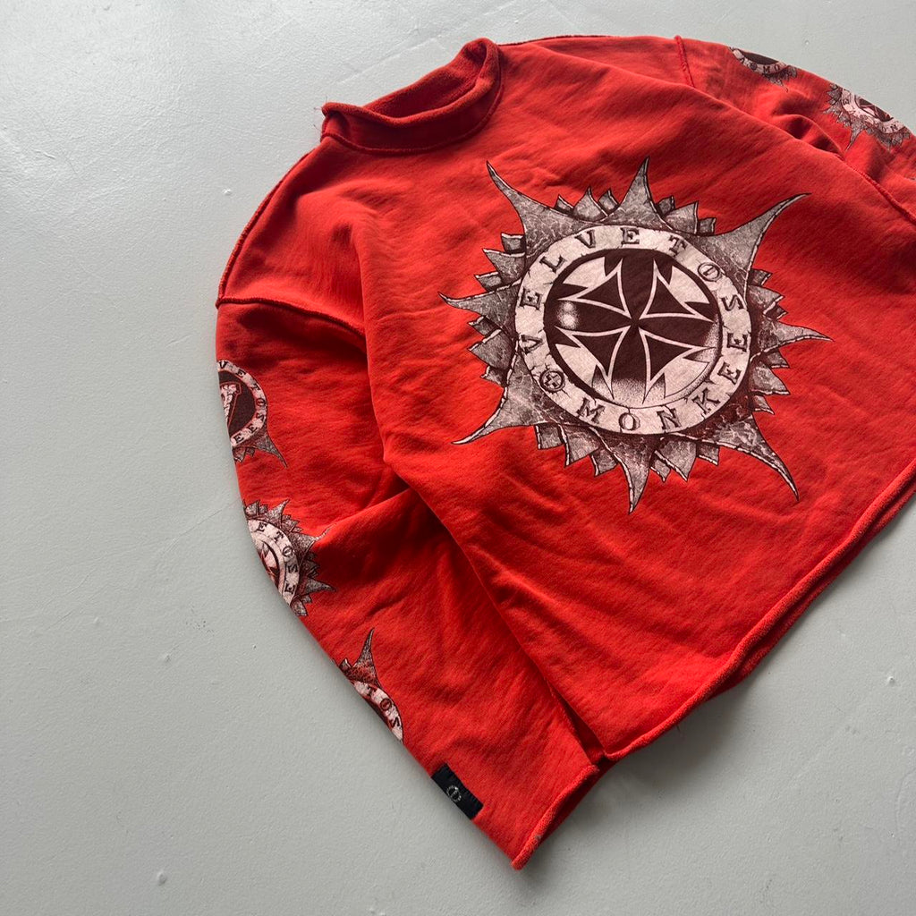 Red Velvet Monkees 90s Vintage Graphic Sweatershirt - Boxy Cropped XL