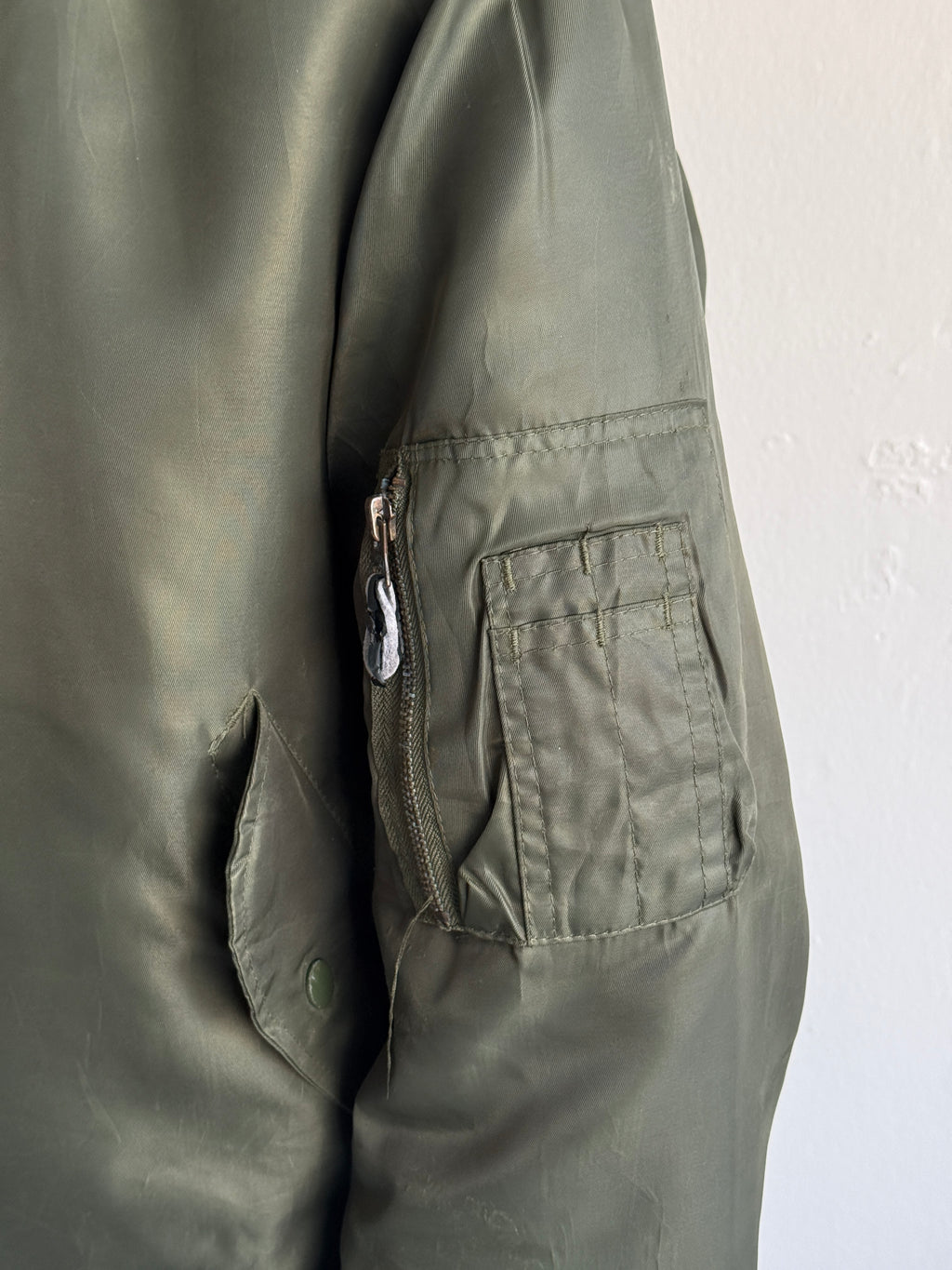 Olive Green MA-1 Style 90's Vintage Bomber Jacket - Medium