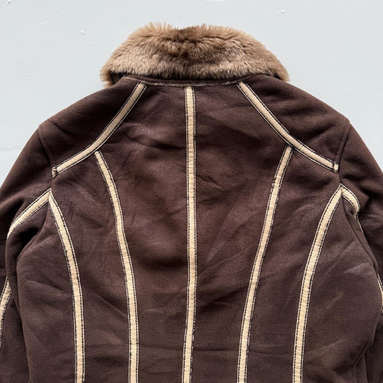Brown Armani Jeans Vintage Y2K Faux Fur Jacket - Womens Medium Size 10