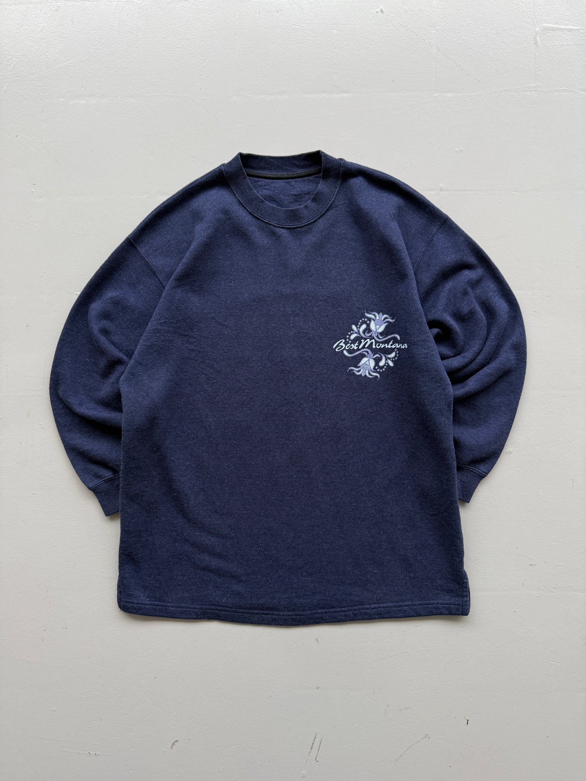 Navy Blue Boot Montana 90's Vintage Graphic Surfer Sweatshirt Jumper - Small