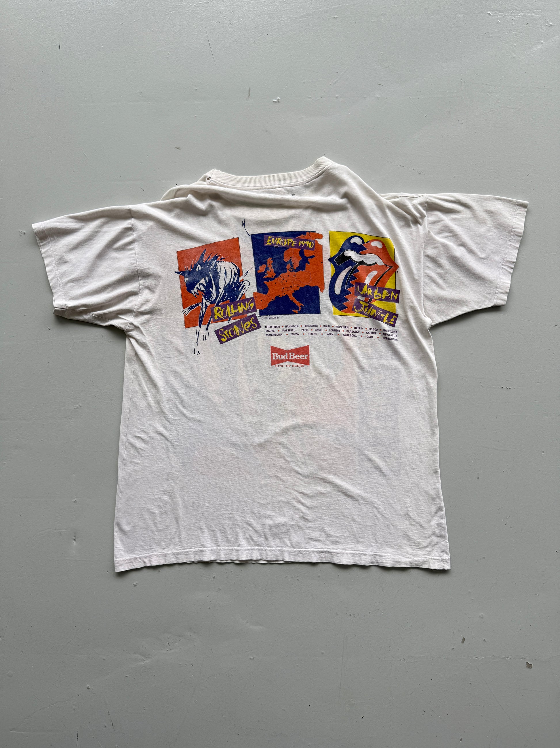 White Rolling Stone 90's Vintage Thrashed Graphic T-Shirt - XL