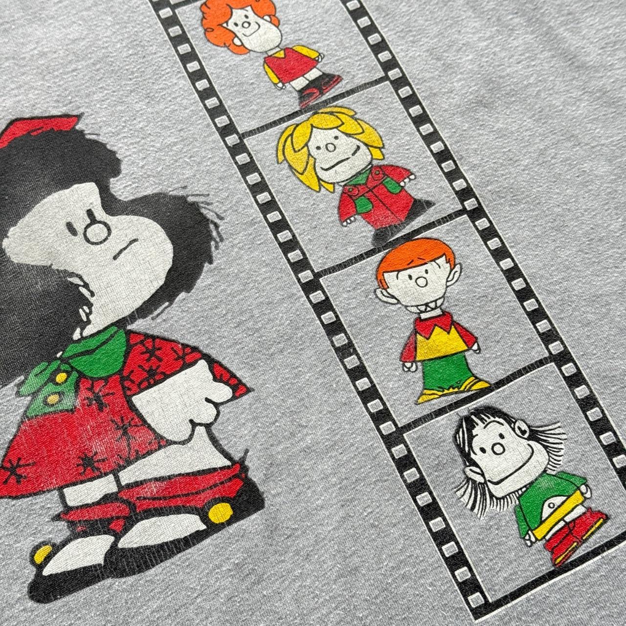Grey Mafalda Grey Cartoon 80s Vintage Graphic T-Shirt - Medium