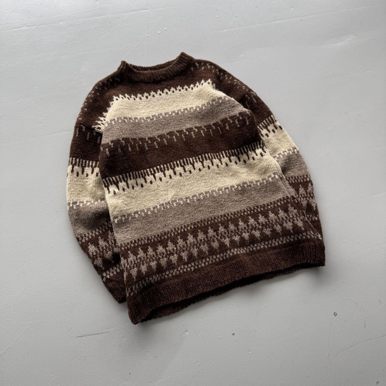 Brown 80s Hand Made Chunky Knit Jumper - XL