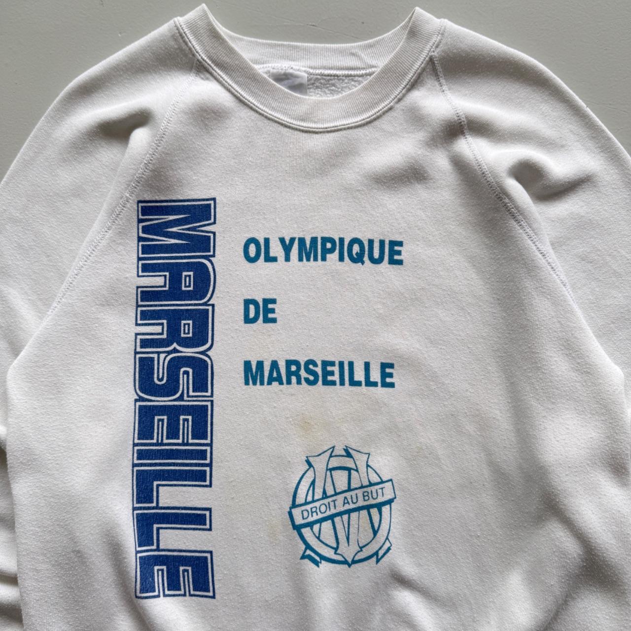 White Marsielle Football 90s Vintage Graphic Sweatershirt - Small