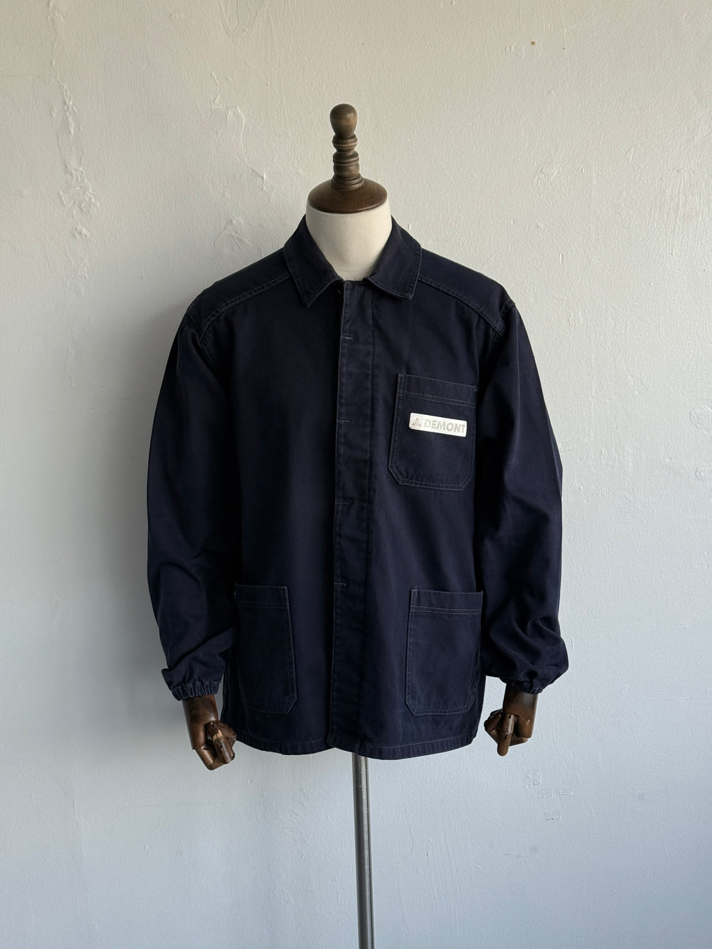 Black / Dark Navy Moleskin Cotton 90's Vintage Workwear Chore Jacket CH471 - XL