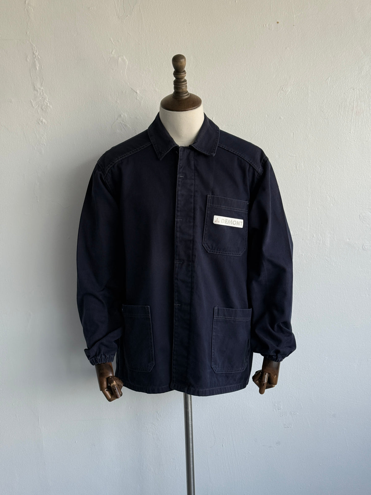 Black / Dark Navy Moleskin Cotton 90's Vintage Workwear Chore Jacket CH471 - XL