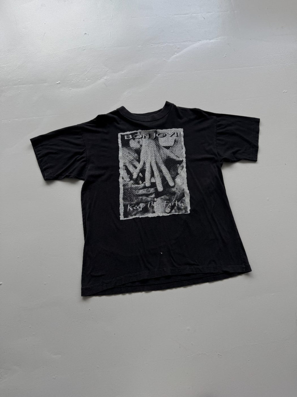 Bon Jovi Keep The Faith 90's Vintage Single Stitch Graphic Band T-Shirt - Large