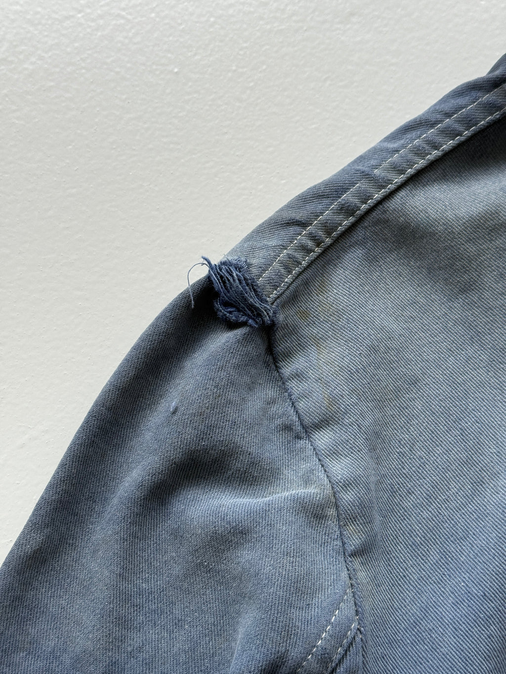Thrashed Blue Chore Jacket 70's Vintage French Workwear CH145 - XL