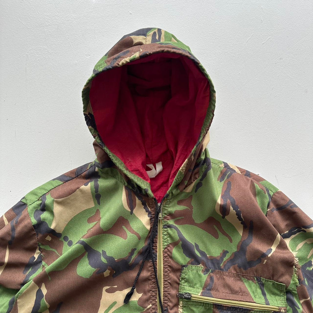 Camo Cotton 1980s Military Hooded Jacket - XL