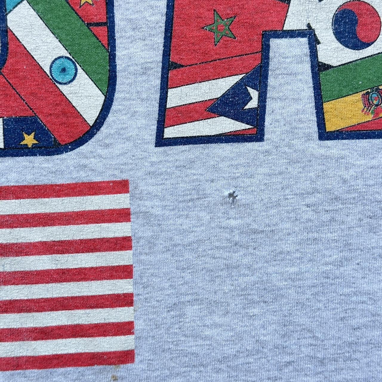 Grey Thrashed USA Flags Olympics 90s Vintage T-shirt - XL