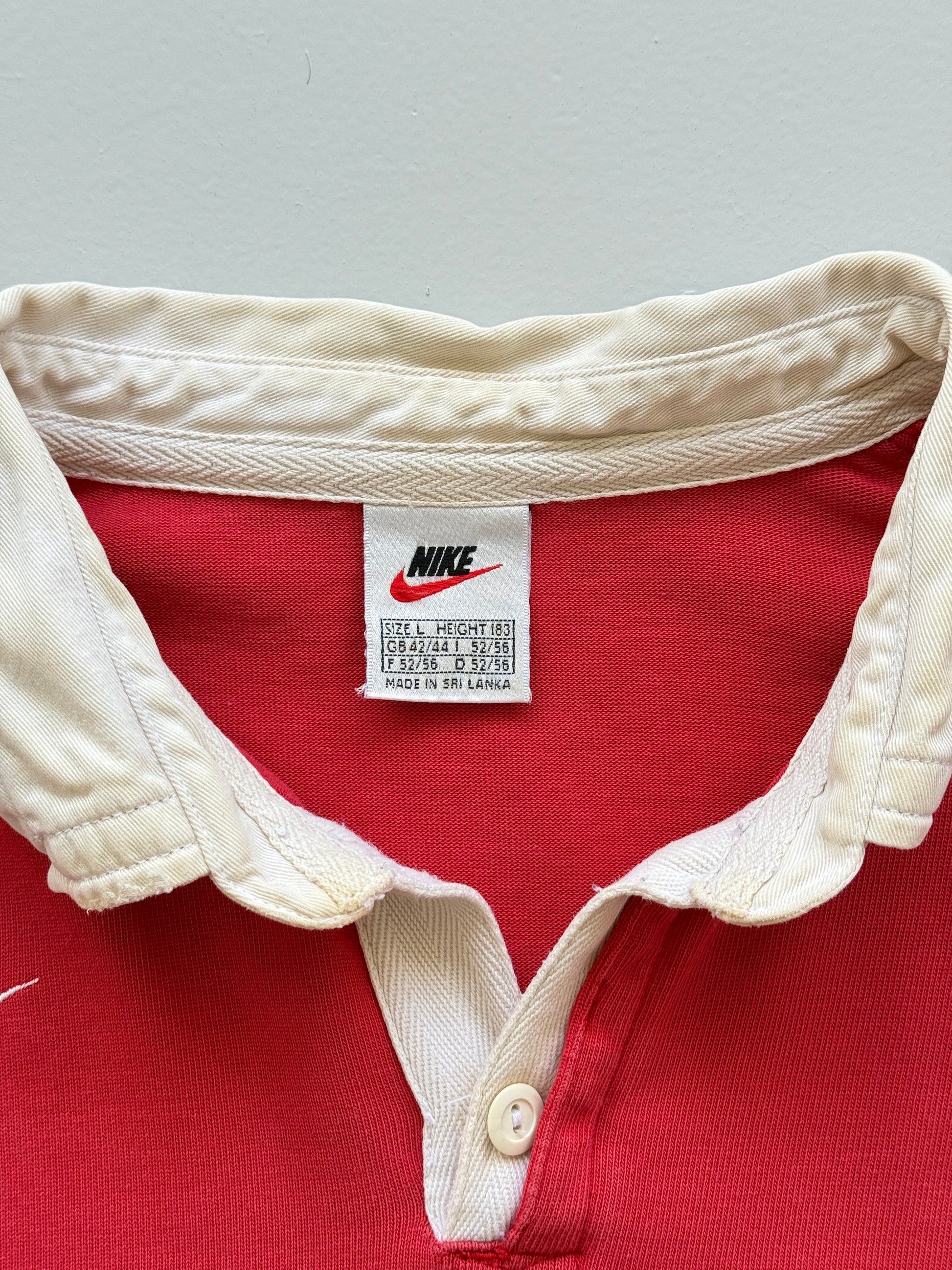 Red Stade Toulousain 90's Vintage Nike Long Sleeve Rugby Jersey Polo- Large
