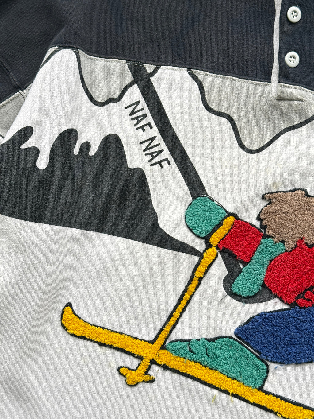 Naf Naf Ski Graphic 90's Vintage Sweatshirt - Medium