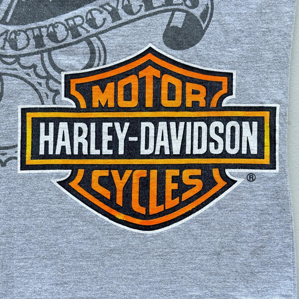 Grey Harley Davidson 00's Y2K Graphic T-Shirt - Medium
