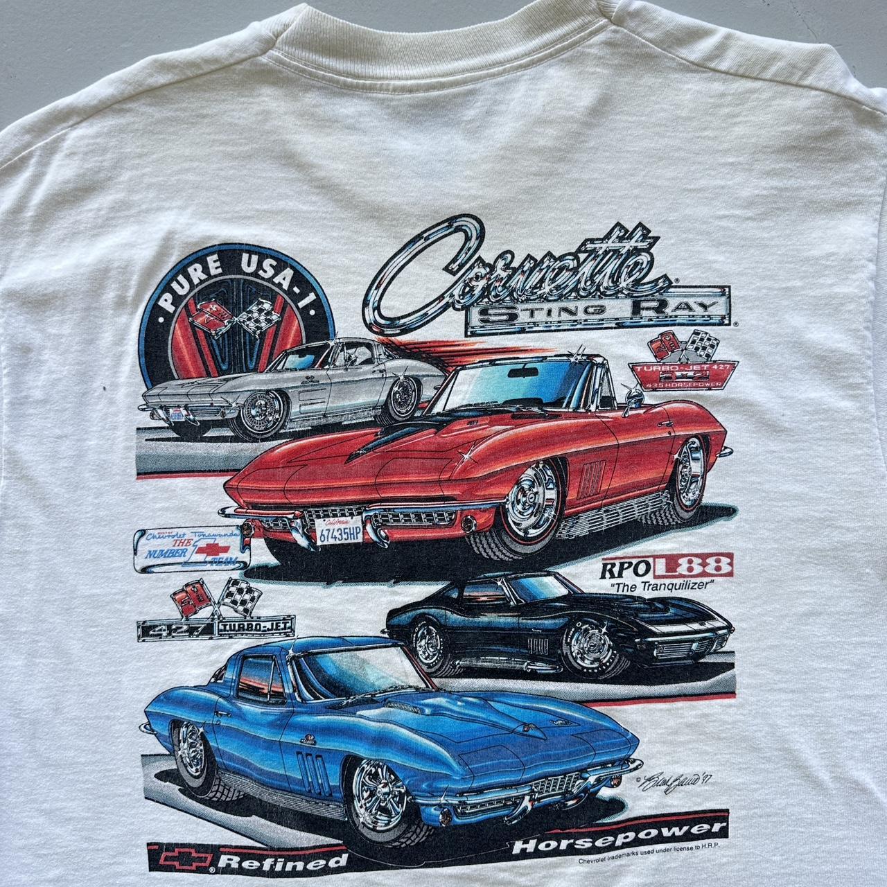 White Unforgettable Cars Corvette Stingray Vintage 90's T-shirt - Large