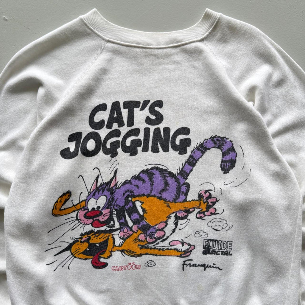 White Cats Jogging 90’s Vintage Cartoon Sweatshirt - Small