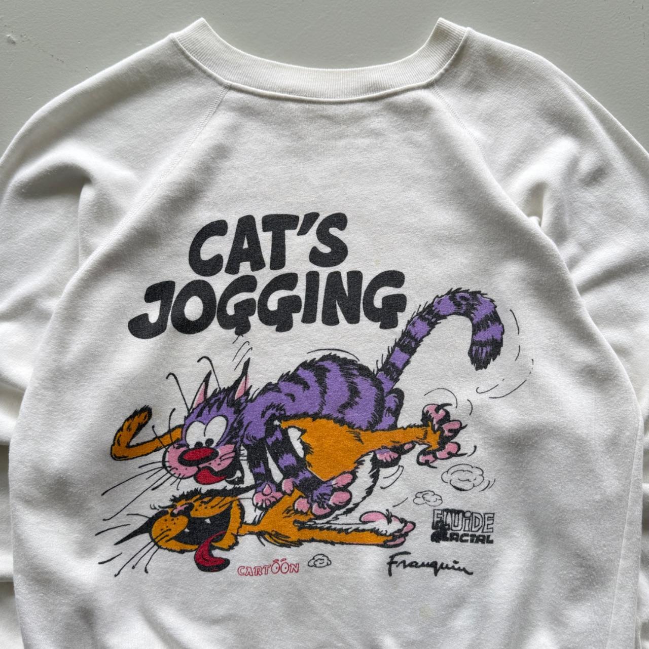 White Cats Jogging 90’s Vintage Cartoon Sweatshirt - Small