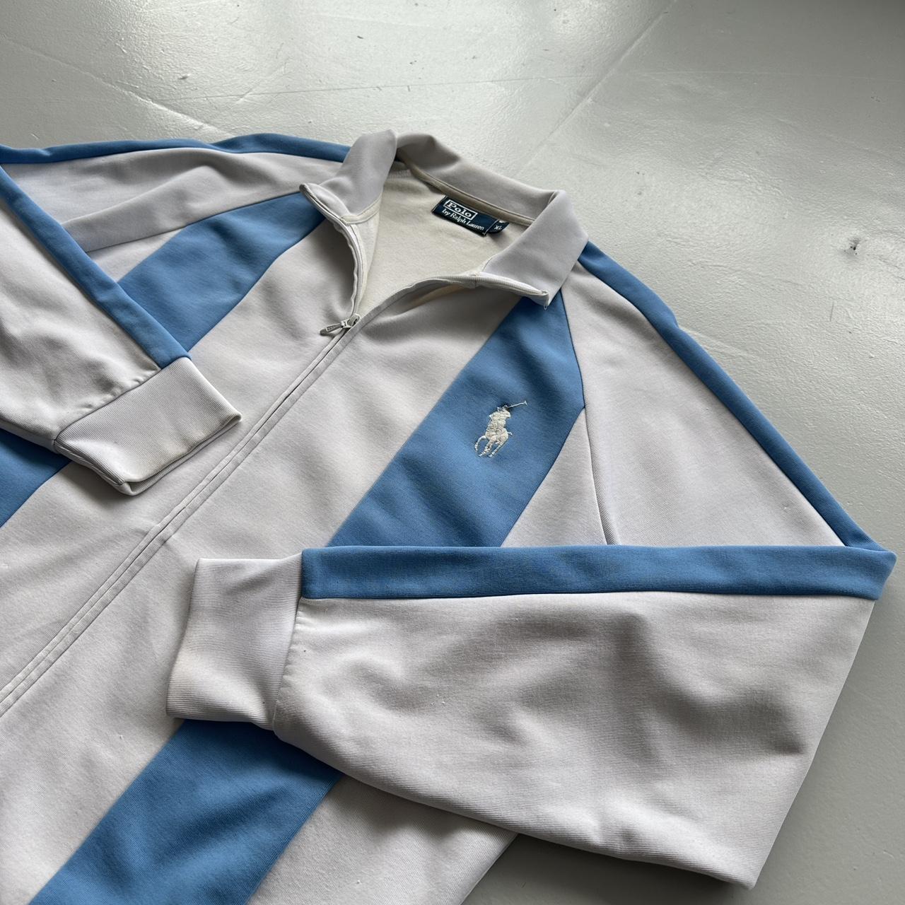 White / Blue Ralph Lauren Big Pony 90’s Vintage Track Jacket - XL