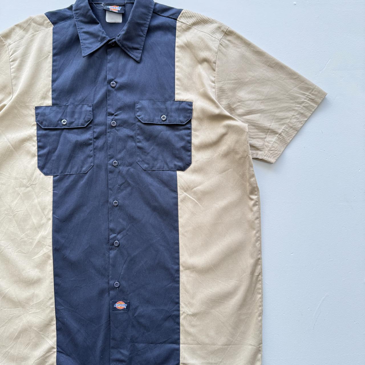 Navy Blue / Cream Dickies Workwear 90s Vintage Shirt - XL