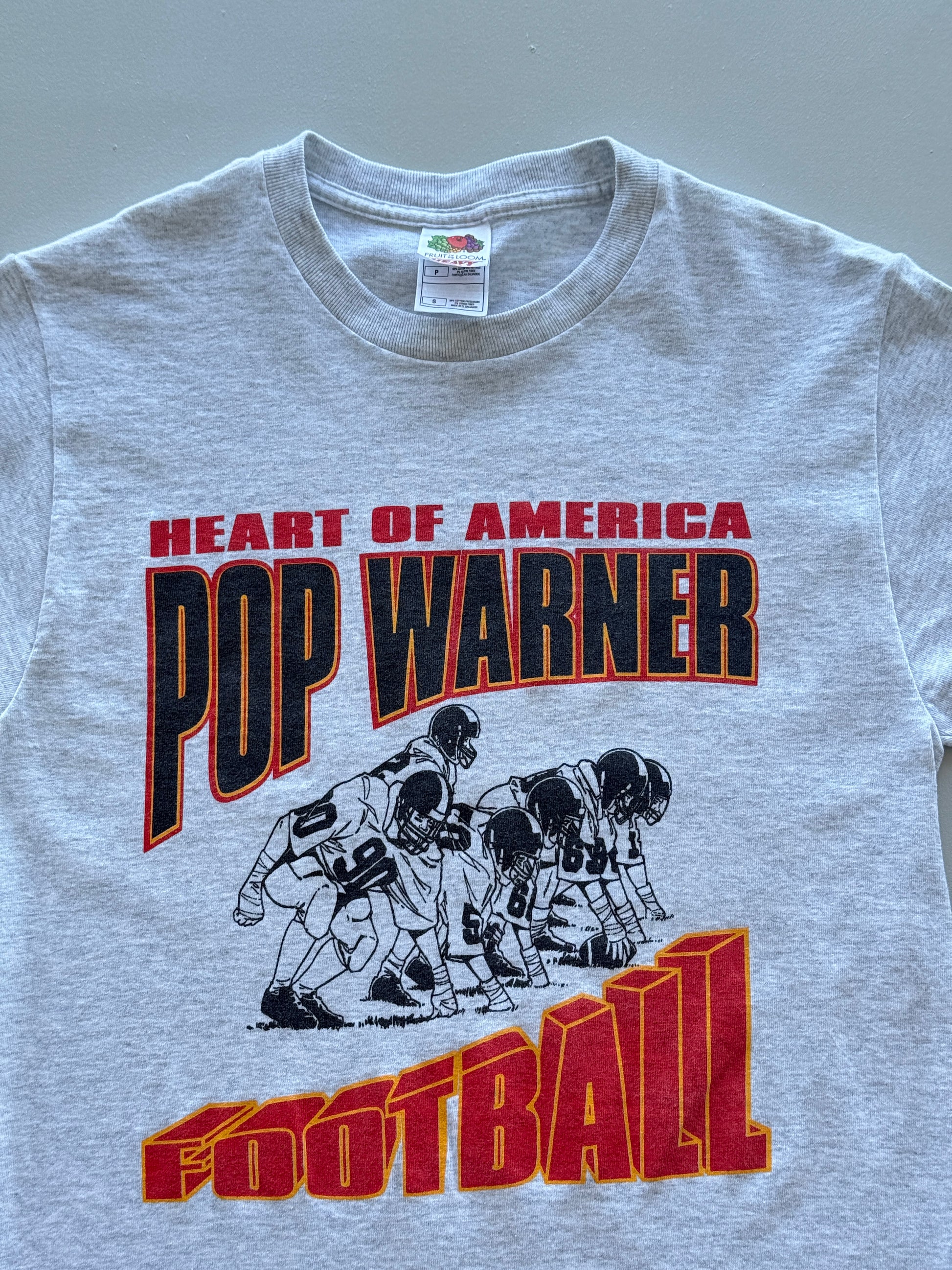 Fruit of the Loom Heart of America Pop Warner Football 90s Vintage T-Shirt - XS