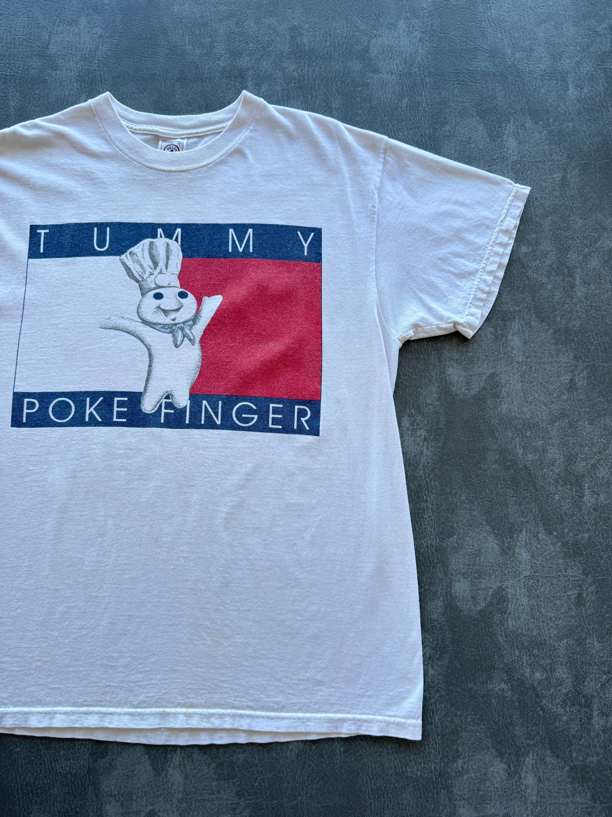 White Tummy Poke Finger Pillsbury Doughboy 90's Vintage Graphic T-Shirt - Large