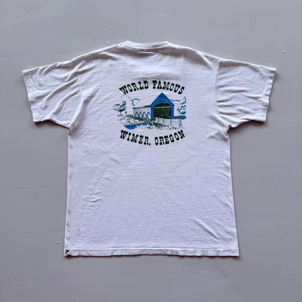 White Oregon Thrashed Vintage 90s Tour T-shirt - XL