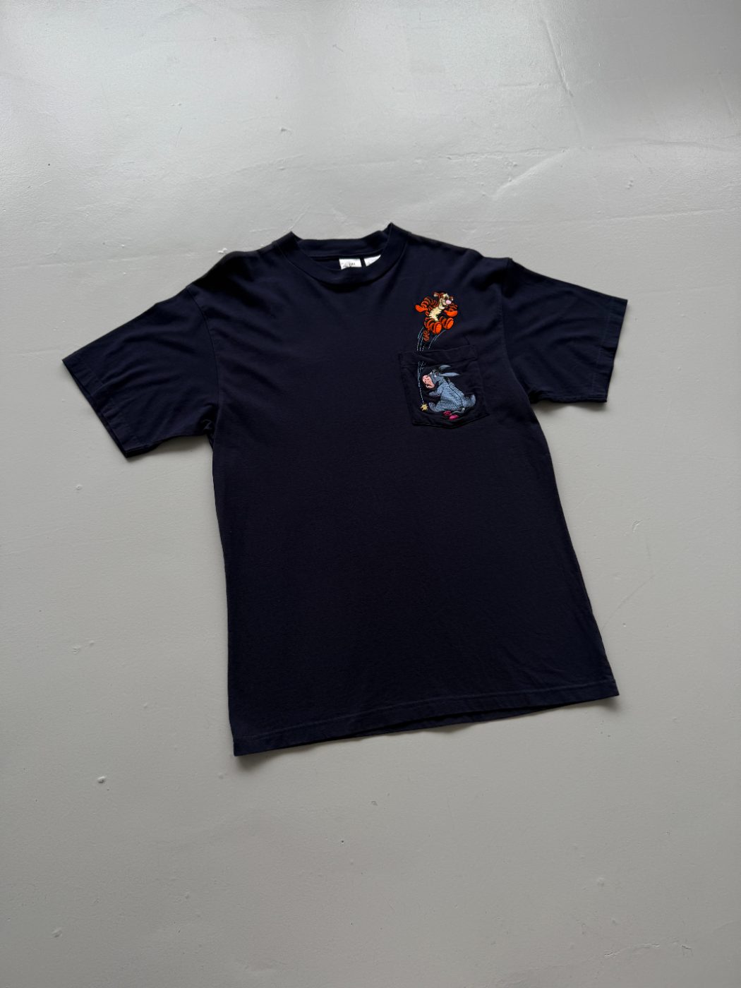 The Disney Store Eeyore & Tigger Embroidered 90's Vintage Pocket T-Shirt - Large