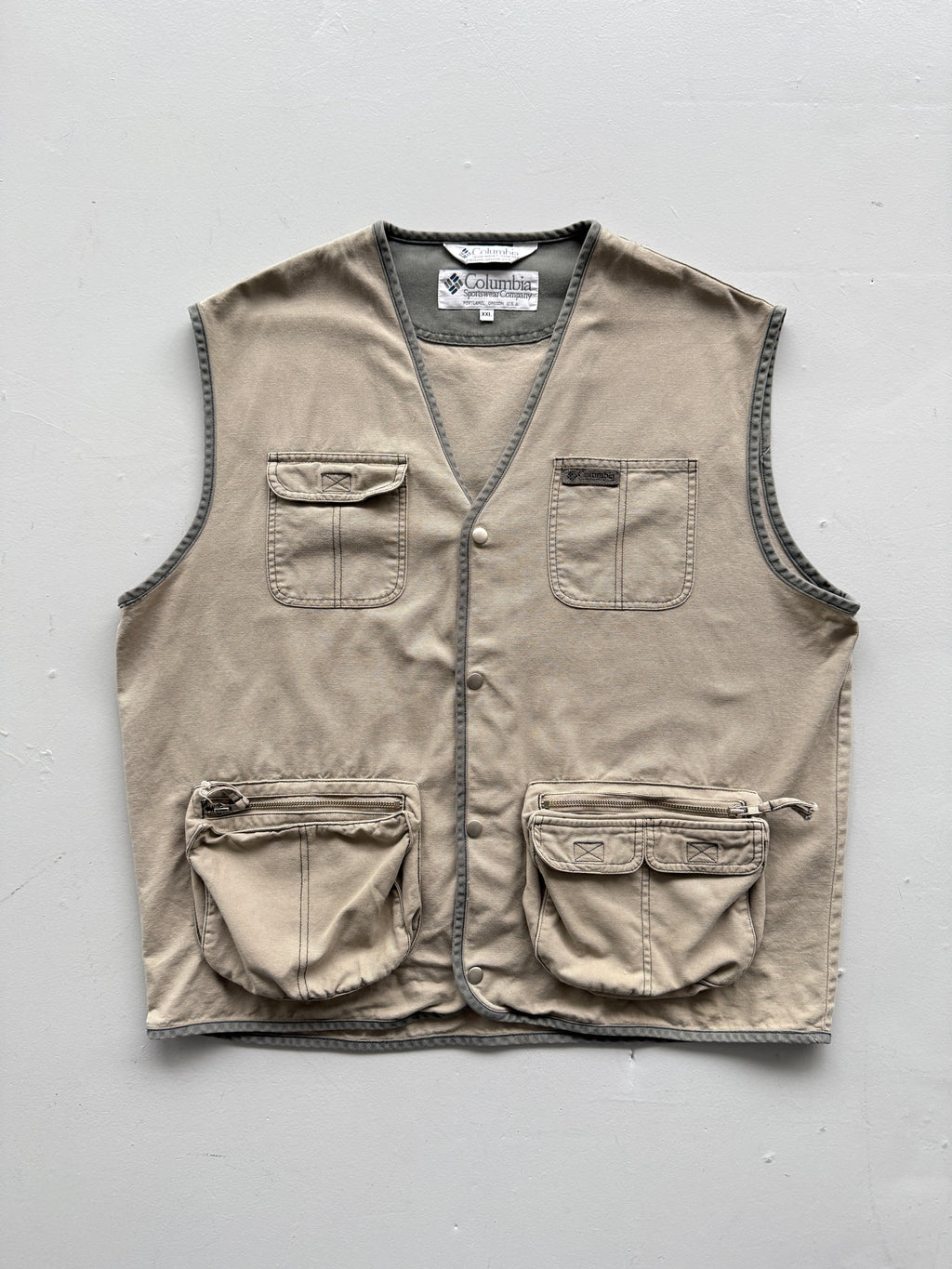 Cream Columbia 90's Vintage Utility Fishermans Vest- XL