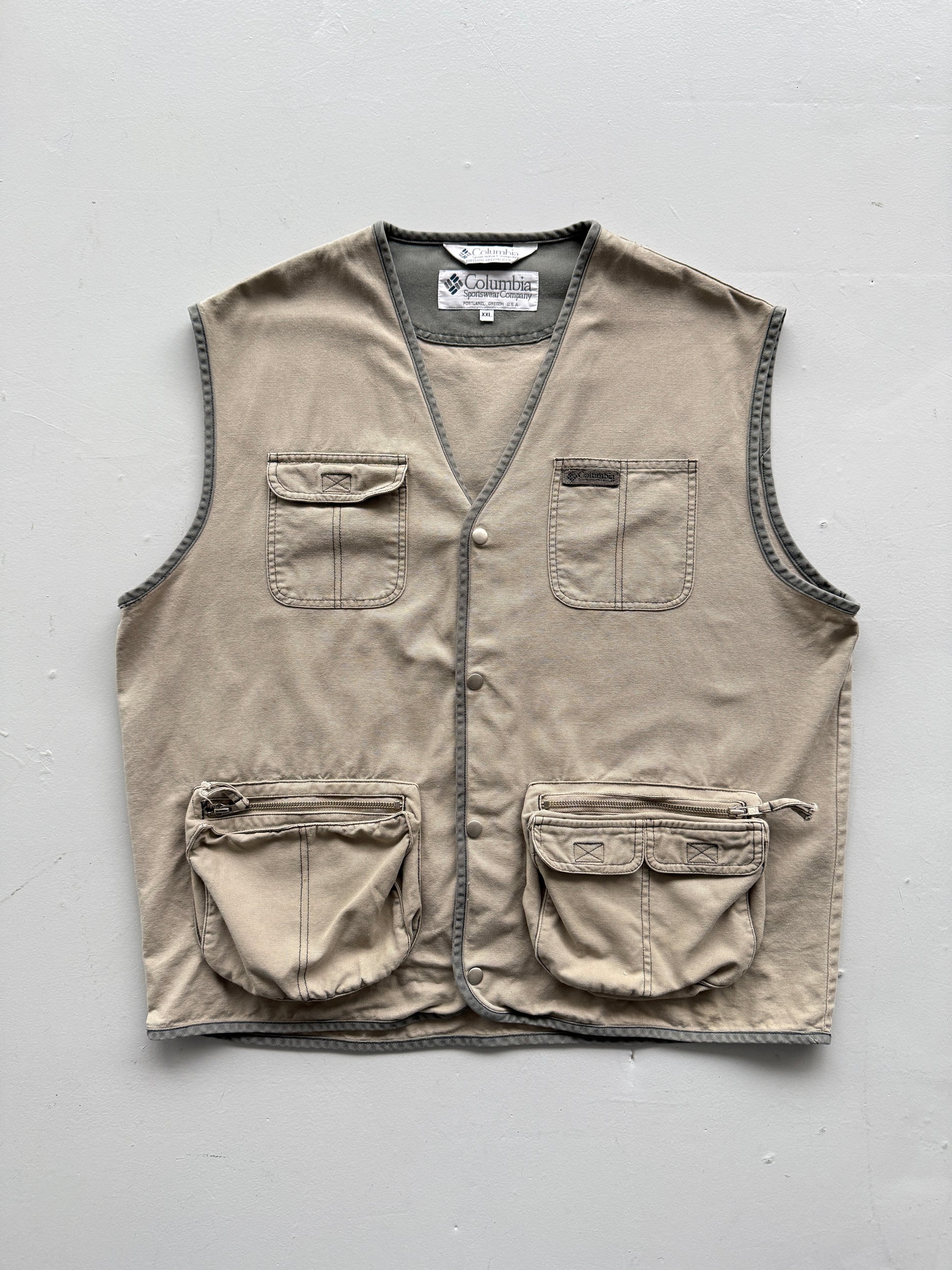 Cream Columbia 90's Vintage Utility Fishermans Vest- XL