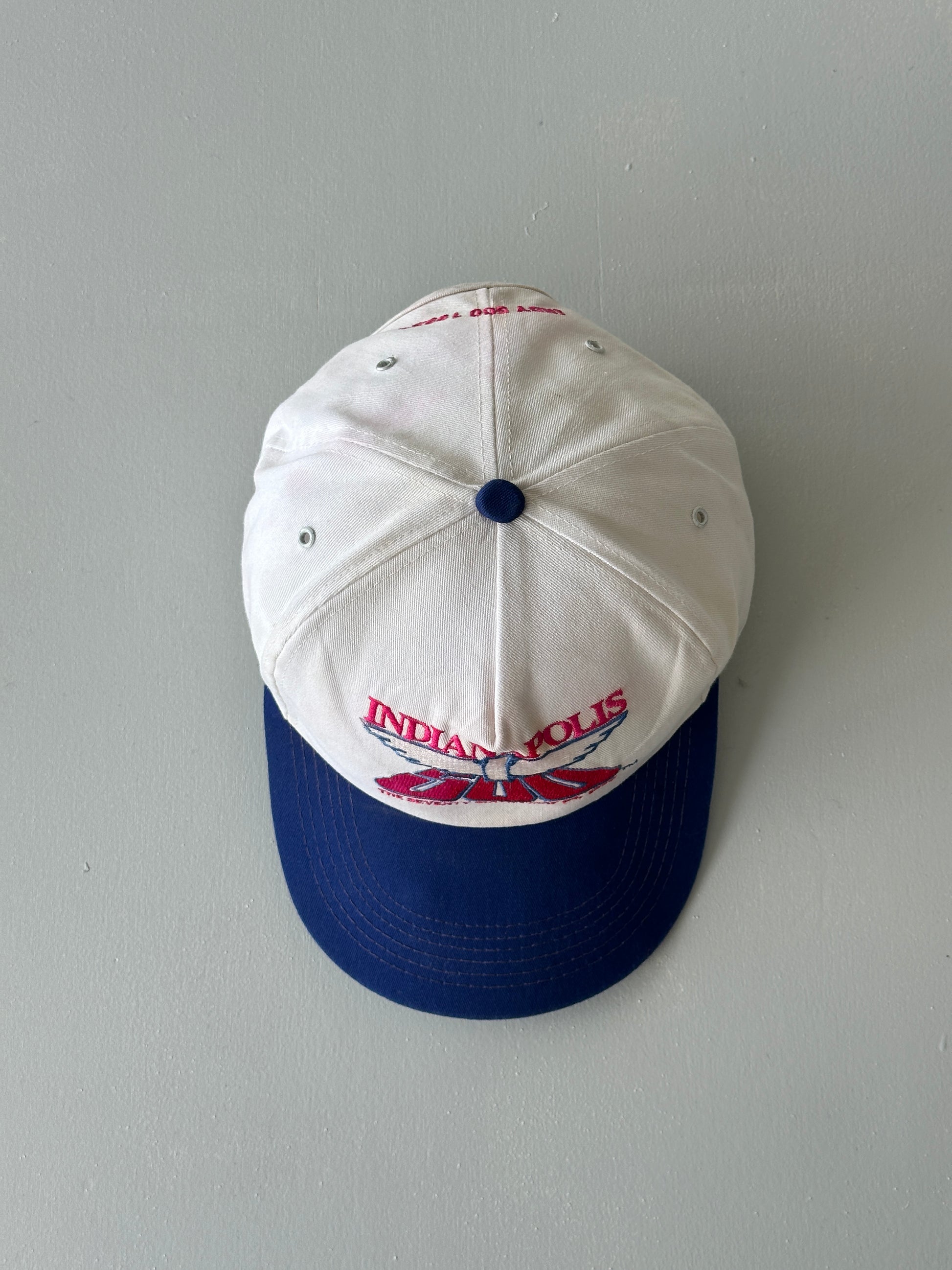 White / Navy Indianapolis 500 1992 Vintage SnapBack Trucker Cap