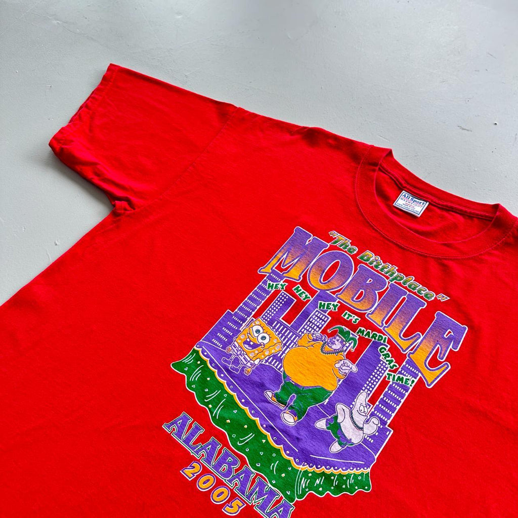 Red Novelty Cartoon Sponge-Bob Vintage 90's T-shirt - 2XL