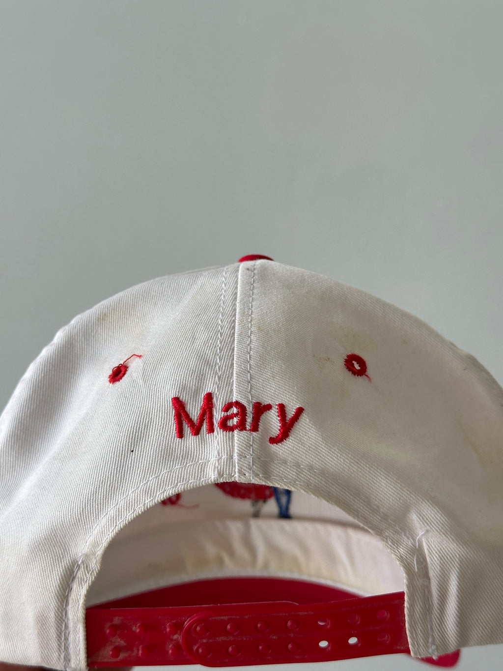 White / Red Apple Dumplings Square Dancing 90's Vintage SnapBack Trucker Cap