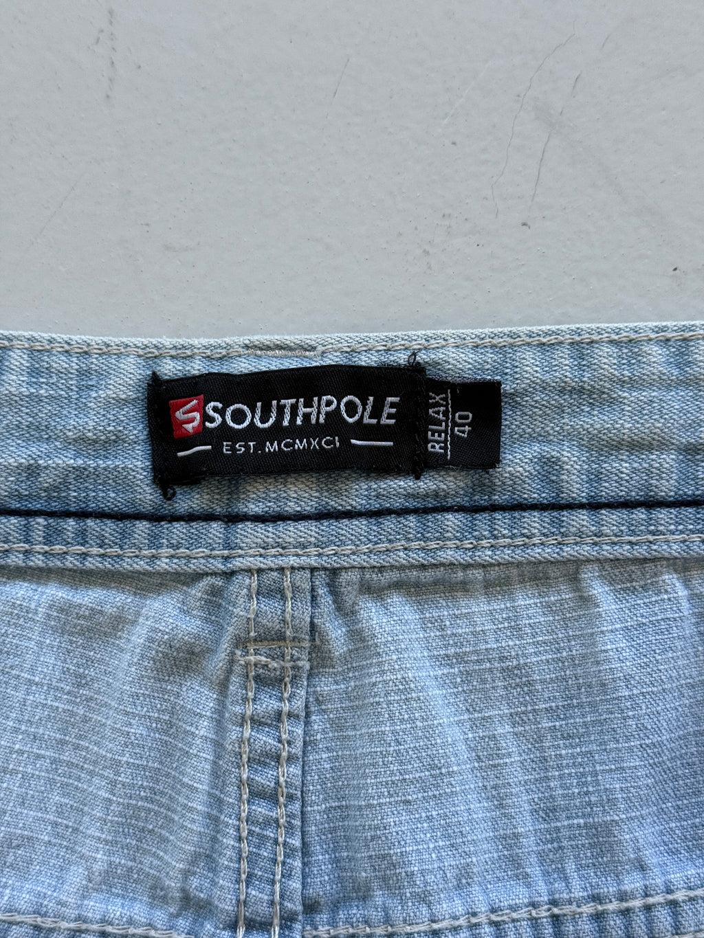 Light Blue Southpole 00's Vintage Y2K Baggy Hip Hop Denim Shorts - W38 x L10