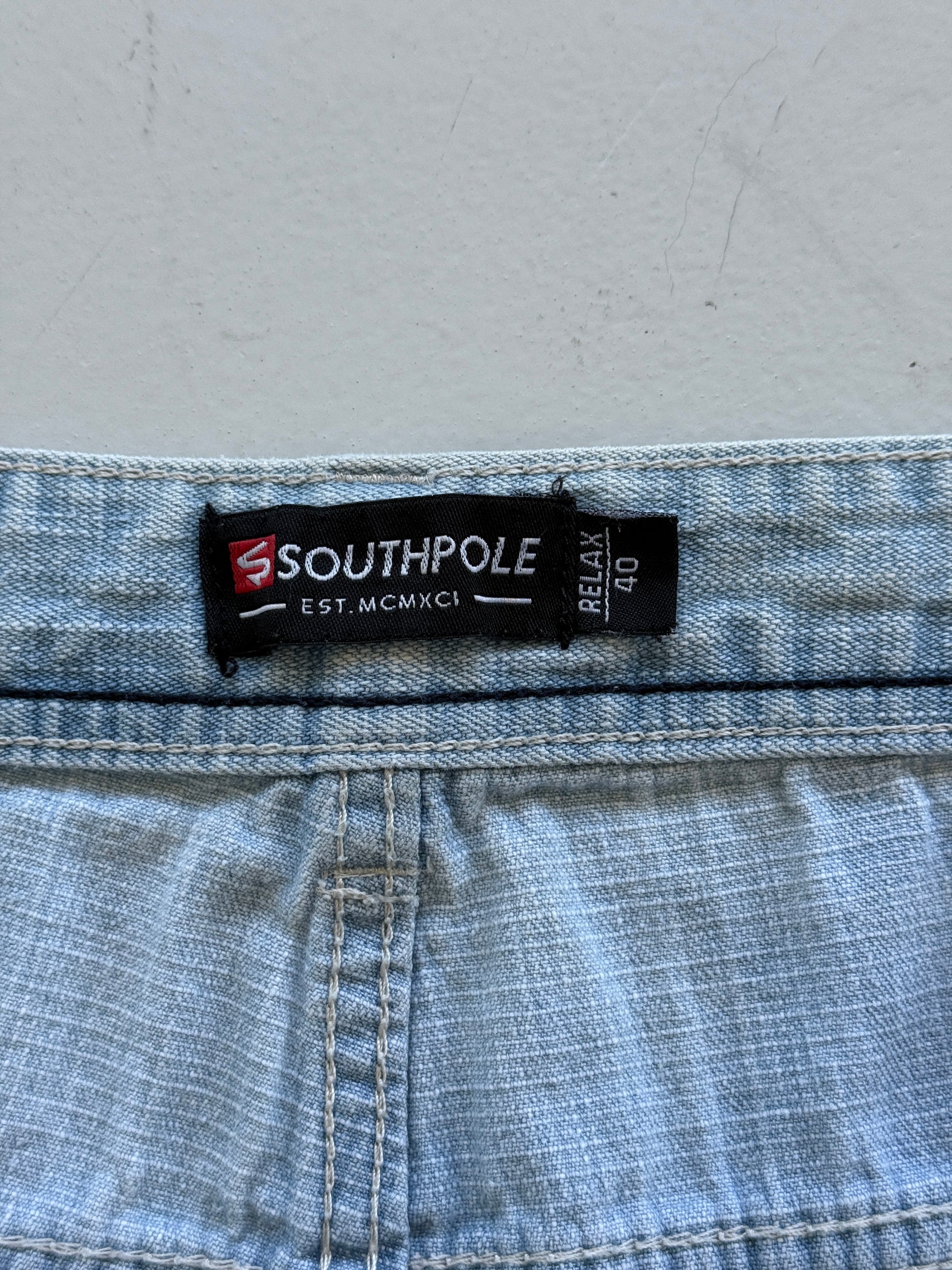 Light Blue Southpole 00's Vintage Y2K Baggy Hip Hop Denim Shorts - W38 x L10