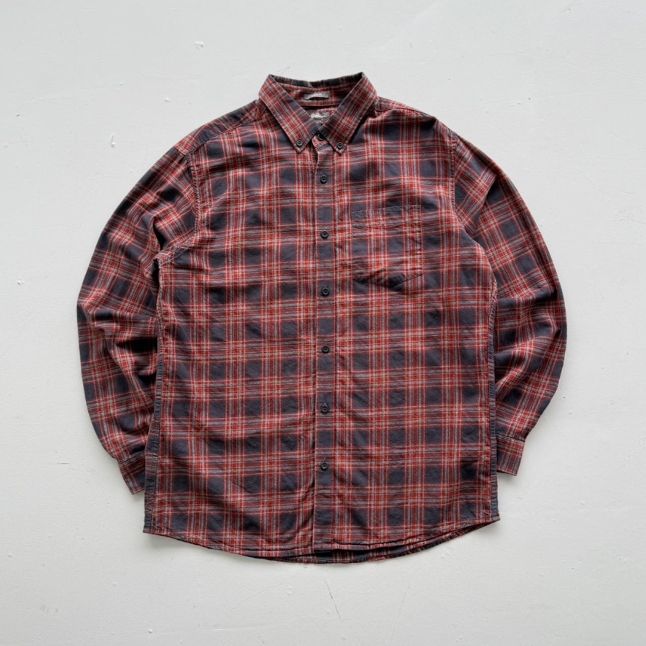 Red and Blue Checkered Eddie Bauer 90s Vintage Flannel Shirt - Large