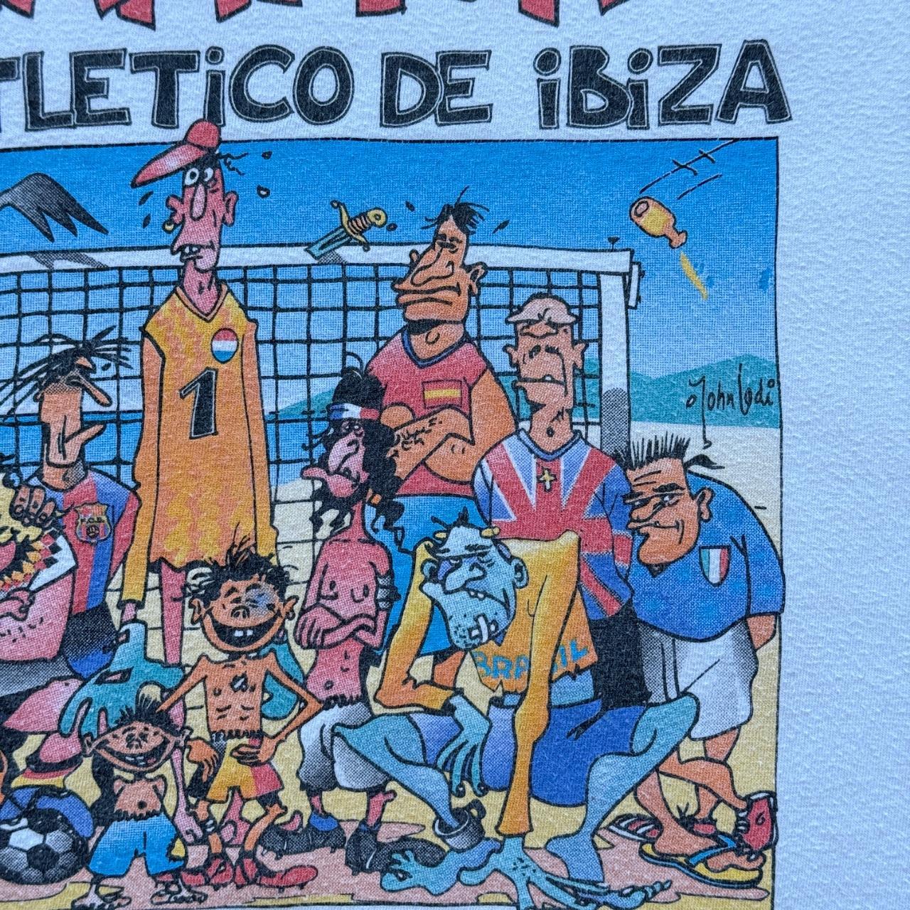 White Ibiza Football 90's Graphic Cartoon T-Shirt - Medium