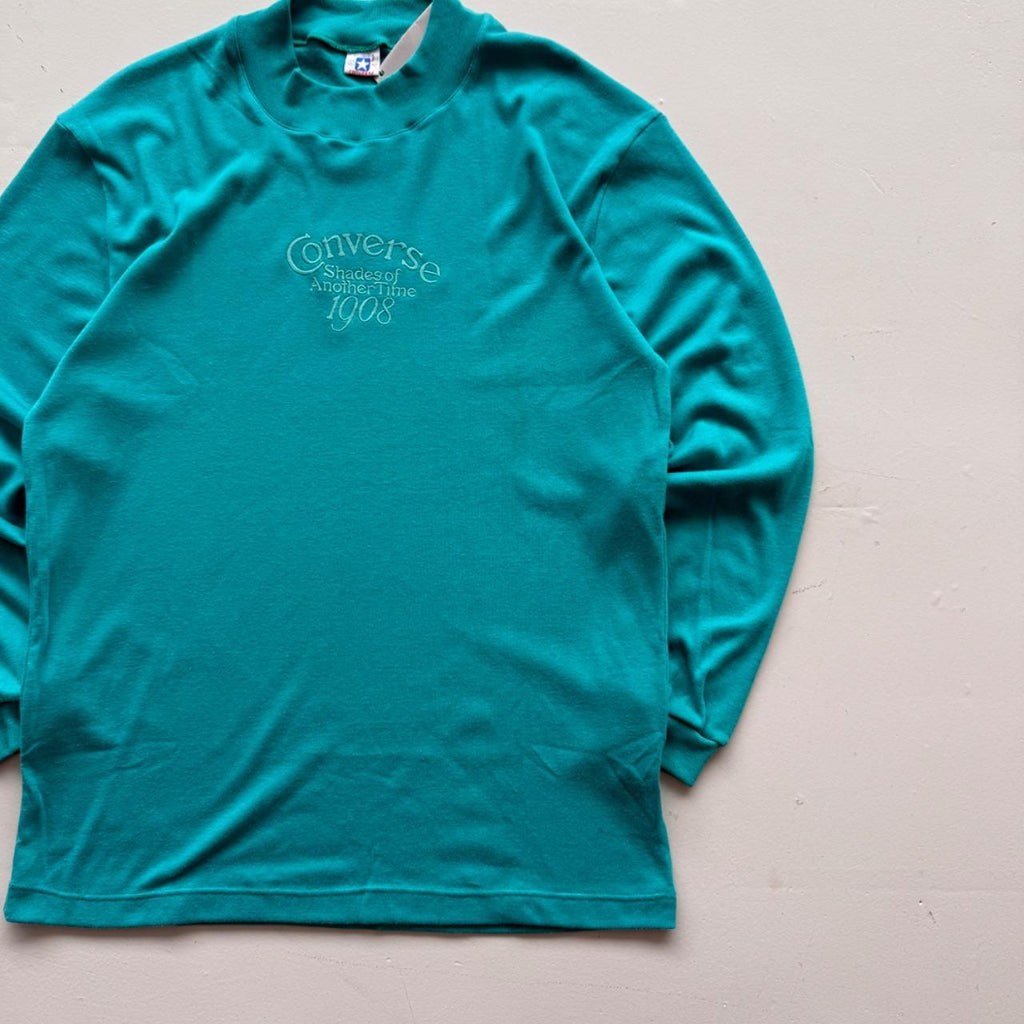 Light Blue Converse 90's Deadstock Graphic Mock Neck Sweatshirt - Large