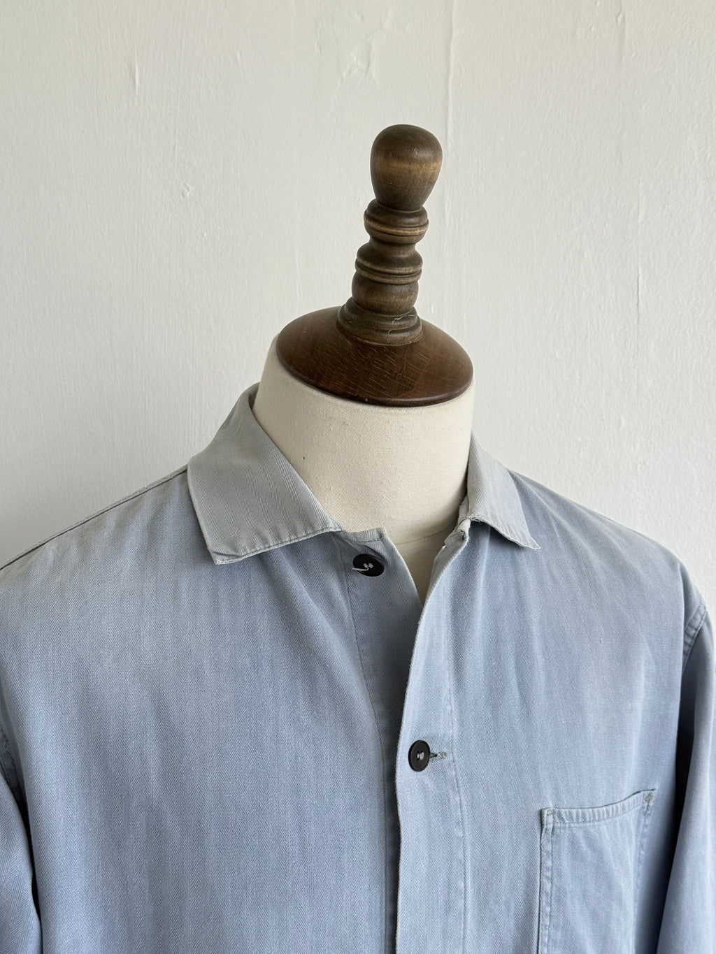 Faded Blue French Herringbone Vintage Workwear Chore Jacket CH367 - Medium