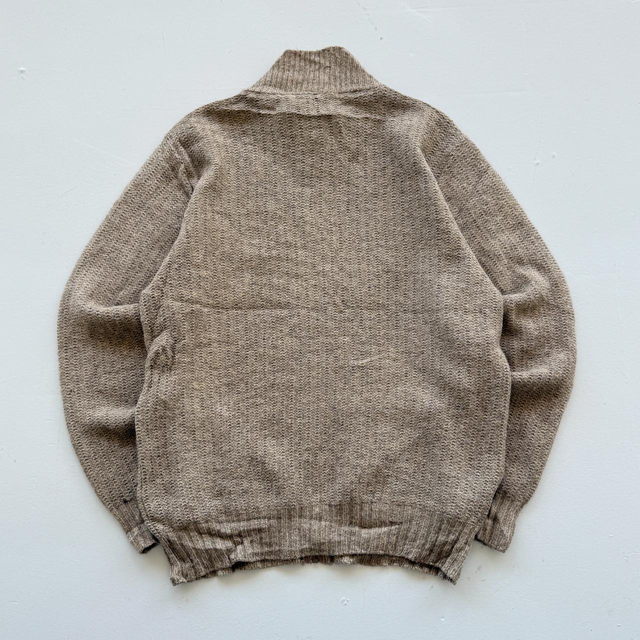 Beige L.L.Bean Full Zip Knitted Jacket 90s Knit Jumper - XXL