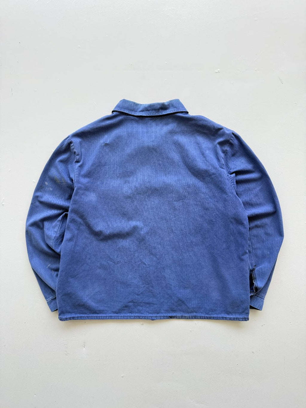 Blue French Herringbone 1970's Vintage Workwear Chore Jacket CH330 - Small